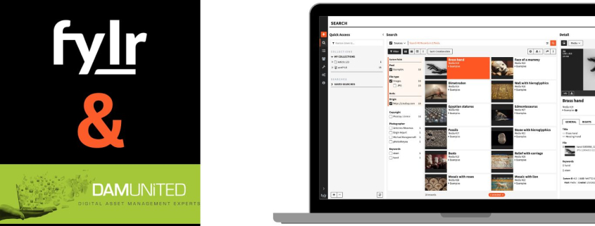 fylr und DAM United: Erfolgreiches Digital Asset Management für Organisationen – Screenshot der fylr Benutzeroberfläche mit Suchfunktion